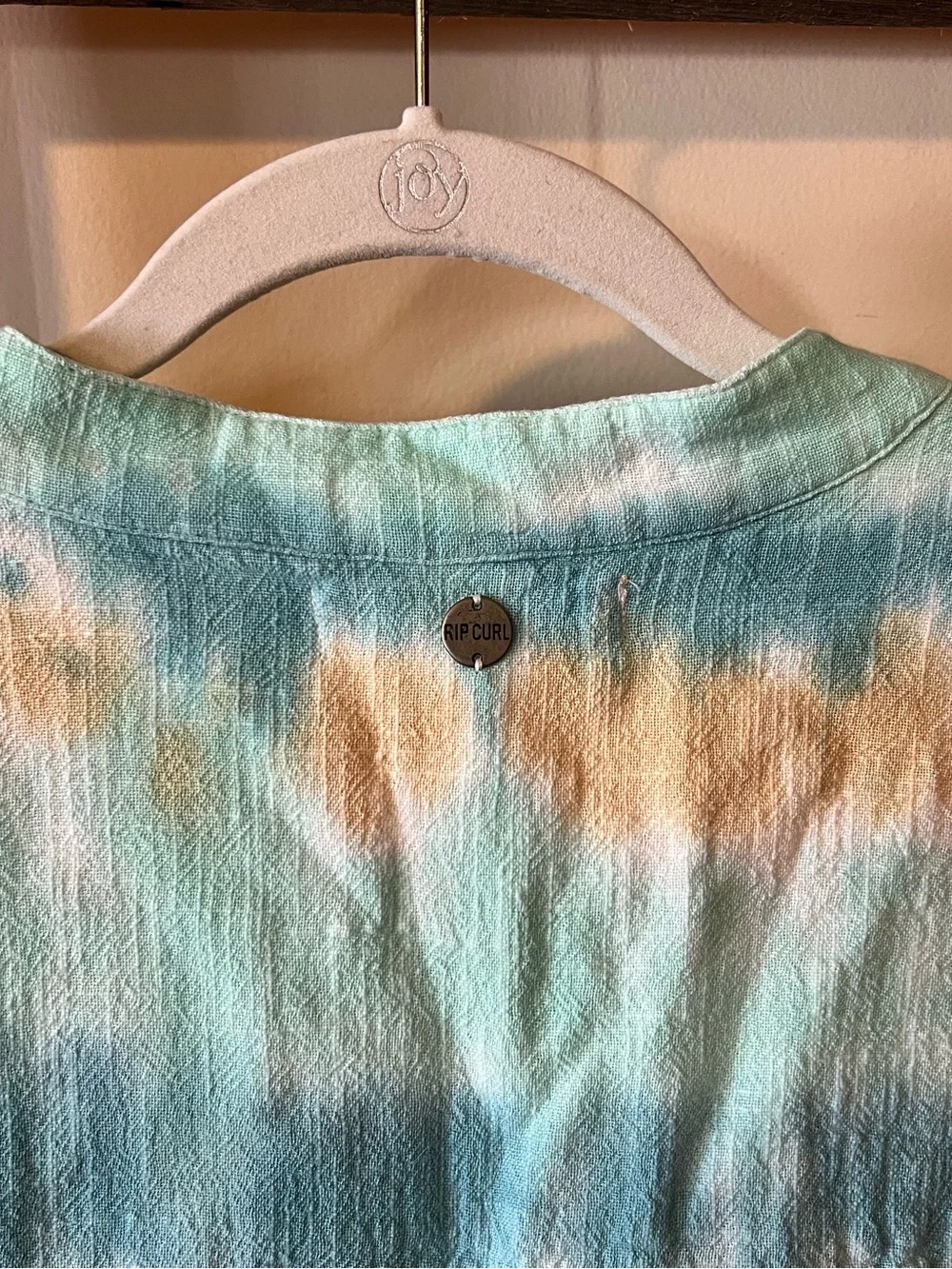 Rip Curl Women's Aqua, Teal & Tan Tie-Dye Tunic/ beach coverup size large